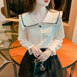 PS68114# 法式甜美超仙设计感女小众娃娃领蕾丝衬衫女 服装批发女装直播货源