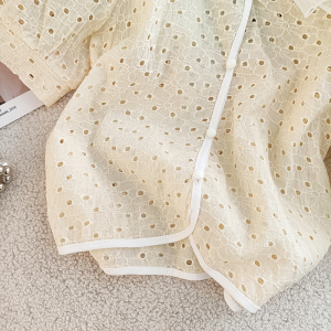 PS45099# 夏季时尚短袖衬衫女装新款镂空洋气时髦气质娃娃领漂亮上衣 服装批发女装直播货源