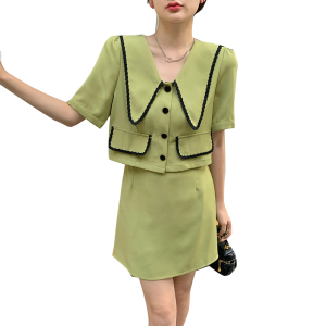 RM6064#大码女装夏季新款小香风西装减龄时尚两件套套裙