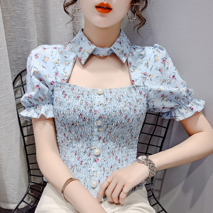 PS45192# 夏季新品韩版蕾丝衫上衣短袖洋气小衫短款 服装批发女装直播货源