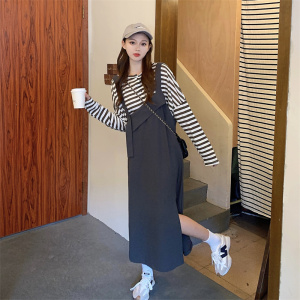 PS49514# 新款灰色背带裙女秋设计感吊带连衣裙慵懒西装裙 服装批发女装直播货源