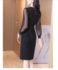 KM20125#赫本风法式连衣裙春装2022新款女修身高端气质洋气黑色裙子早春