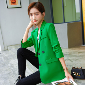 PS45773# 绿色西装外套女高级感春秋新款气质休闲设计感韩版显瘦西服 服装批发女装直播货源
