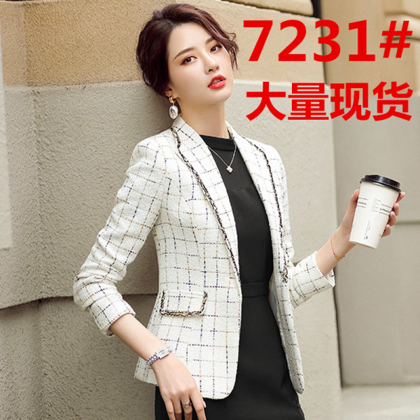 RM24484#格子西装外套女新款韩版小香风气质休闲短款小西服上衣
