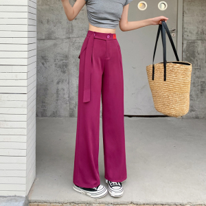 PS45769# 夏季新款设计感飘带直筒裤高腰显瘦垂感休闲裤 服装批发女装直播货源