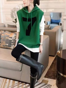 MY3564#绿色甜美针织马甲T恤套装女时尚洋气两件套秋装2022年新款欧洲站