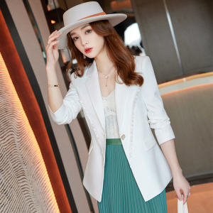 PS45771# 白色西装外套女秋季款长袖小香风休闲气质设计感时髦西服上衣 服装批发女装直播货源