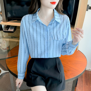 KM22124#韩版衬衣女设计感修身显瘦印花字母长袖衬衣