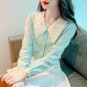 TR48012# 领衬衫女长袖秋季衬衣秋新款绣花提花百搭上衣 服装批发女装批发服饰货源