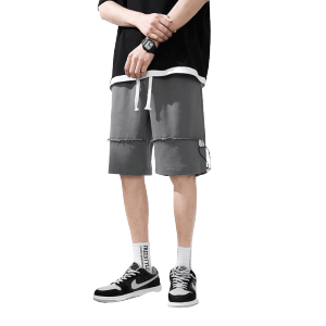 KM19353#夏季重磅纯棉短裤男夏季外穿宽松运动裤纯色五分裤子