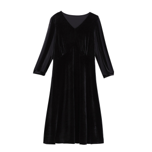 RM787#大码女装2023春季新款法式复古轻奢收腰显瘦奢华气质灯笼袖裙