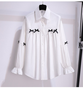 PS47829# 法式白色上衣女小众设计感衬衫牛仔裙两件套 服装批发女装直播货源