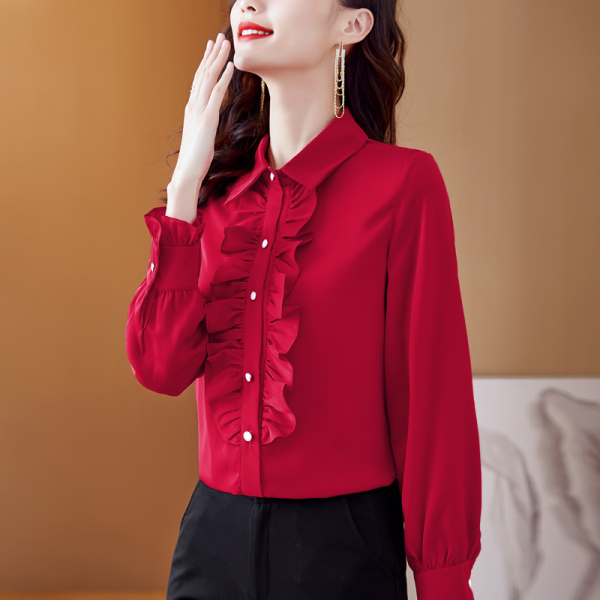 RM6259#真丝衬衫长袖新款时尚法式复古港味气质桑蚕丝上衣