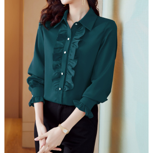 RM6259#真丝衬衫长袖新款时尚法式复古港味气质桑蚕丝上衣