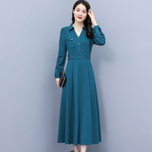 KM22352#新款韩版修身显瘦中长款女装时尚长袖连衣裙