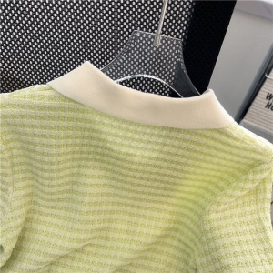 PS49674# 短袖针织衫女新款夏装Polo领格子极简风 服装批发女装直播货源