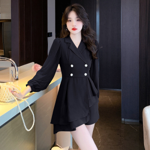 RM21998#新款时尚气质西服拼接连衣裙短款两件套