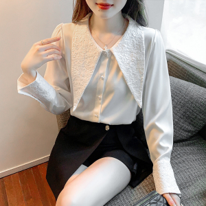 PS66785# 秋季法式高级感大领白衬衫女 服饰批发