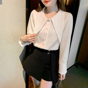 PS66785# 秋季法式高级感大领白衬衫女 服饰批发