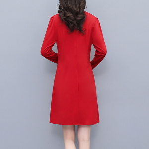 KM27863#旗袍高端气质2022年新款秋季胖妹妹本命年红色女装时尚显瘦连衣裙