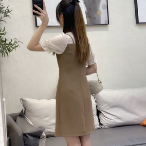RM10294#高品质黑色不规则假两件连衣裙女夏季2022新款收腰显瘦气质裙子