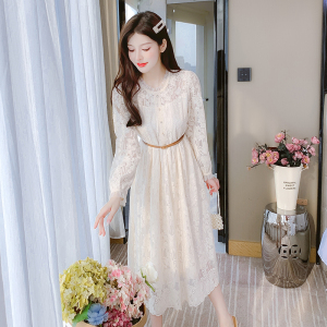 KM28249#秋款实拍白色蕾丝气质连衣裙女装高级感仙女裙子