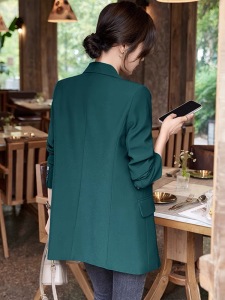 RM1944#绿色西装外套女秋装高级感英伦风休闲复古宽松大码网红炸街西服女