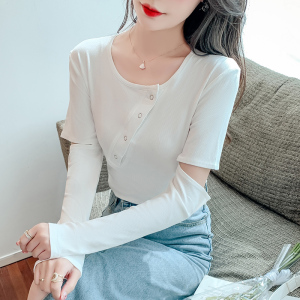 PS49918# 新款韩版修身纽扣设计感圆领百搭长袖针织衫女 服装批发女装直播货源