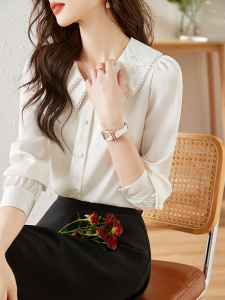 PS68959# 春装新款优雅气质OL风格宽松长袖白色衬衫女 服装批发女装直播货源