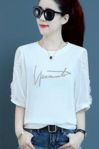 RM3862#纯棉白色短袖t恤女夏装新款气质韩版宽松遮肚子ins半袖上衣潮