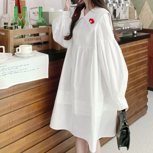 KM24412#新款花朵白色连衣裙小个子别致设计感减齡显瘦裙子