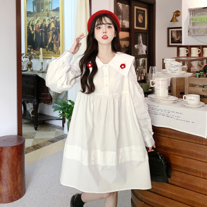 KM24412#新款花朵白色连衣裙小个子别致设计感减齡显瘦裙子