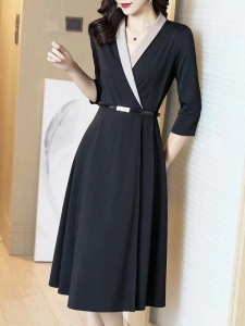 KM20546#西装连衣裙高级感气质修身秋装2022年新款女时尚赫本风小黑裙