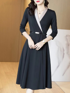 KM20546#西装连衣裙高级感气质修身秋装2022年新款女时尚赫本风小黑裙