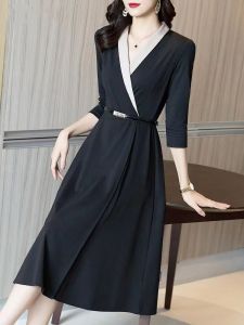 KM20766#黑色西装连衣裙高级感气质修身秋装2022年新款女时尚赫本风小黑裙 月销 2