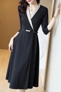 KM20766#黑色西装连衣裙高级感气质修身秋装2022年新款女时尚赫本风小黑裙 月销 2