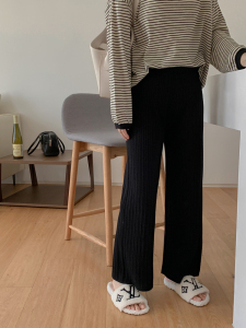 MY3859#高腰阔腿直筒针织长裤韩版时尚显瘦女长裤