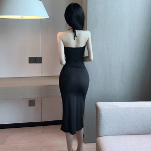 Split Slim Fit Wrap Hip Long Dress for Women