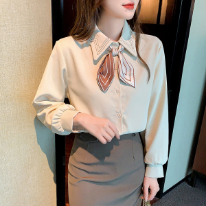 KM24958#新款时尚洋气减龄上衣设计感小众法式蝴蝶结衬衫女长袖