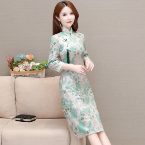 KM24027#中国风改良旗袍秋季年轻款文艺清新时尚气质连衣裙