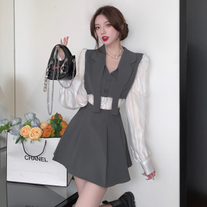RM4388#新款韩版设计感洋气泡泡袖西装两件套法式显瘦套装
