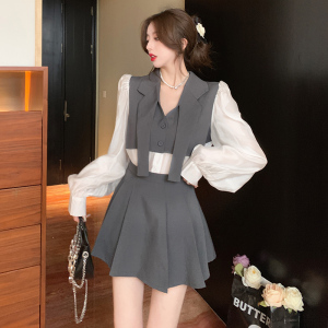 RM4388#新款韩版设计感洋气泡泡袖西装两件套法式显瘦套装