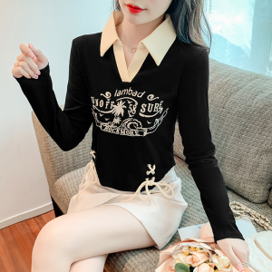 PS52462# 秋季新款韩版修身显瘦长袖T恤女设计感小众打底衫上衣潮 服装批发女装直播货源