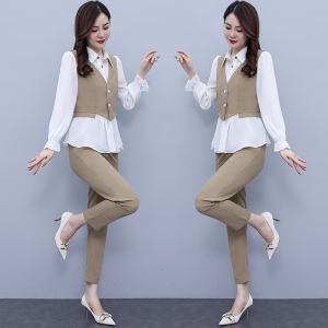 KM21268#职业工装套装气质女神范名媛2022年秋季新款韩版裤子衬衫两件套潮