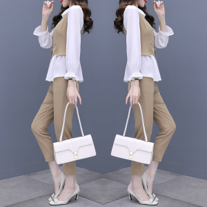 KM21129#减龄时尚洋气小衫职业套装女2022春秋新款高端设计感两件套