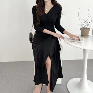 PS68393# 韩国chic设计感小众绑带连衣裙长裙 服装批发女装服饰货源