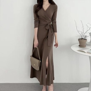 PS68393# 韩国chic设计感小众绑带连衣裙长裙 服装批发女装服饰货源