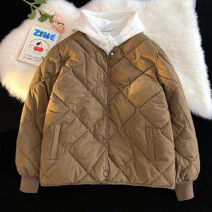 KM29112#轻薄菱格茧型小款韩版棉衣外套2022新款女装冬季小个子短款棉服女