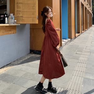 KM22391#新款韩版法式洋气轻奢小众设计感碎花长袖连衣裙