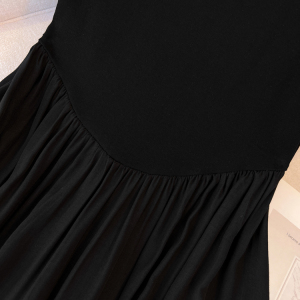 KM21340#黑色圆领无袖背心打底连衣裙女2022新款单穿修身大裙摆气质长裙
